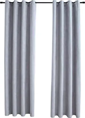 Produktbild von vidaXL Verdunkelungsvorhänge mit Metallösen 2 Stk. Grau 140x175 cm