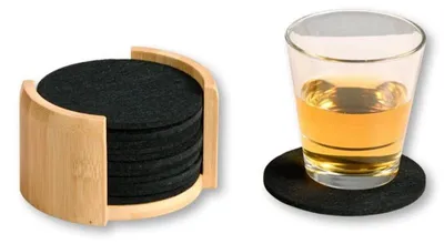 Imagen del producto de KESPER, juego de 12 posavasos de bambú/lana, diámetro de 10 cm, color , modelo 58747