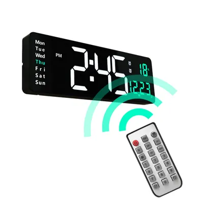 Produktbild von 16" LED-Digital-Wanduhr mit Fernbedienung Wanduhr Temperatur Datum Wochentagsanzeige Dualer elektronischer Wecker Tischuhr