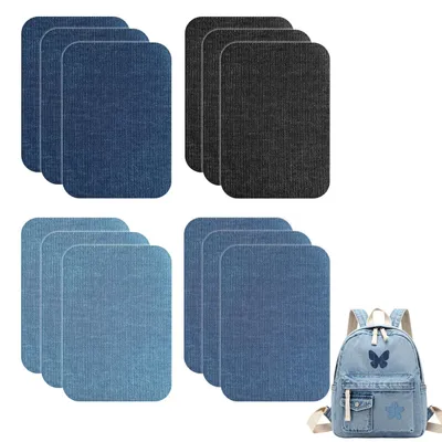 12 Bügelpatches aus Stoff, Reparaturflicken für Kleidung, Schuhe, Jeans, Hüte