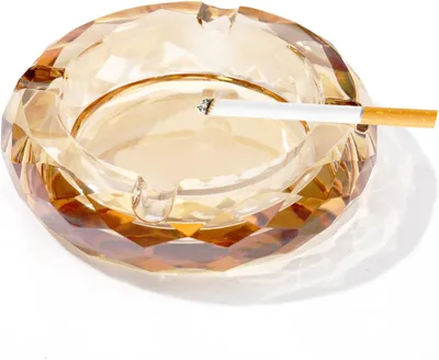 Produktbild von Glas Aschenbecher, transparent, mit 3 Zigarettenablagen, für Zuhause und Büro