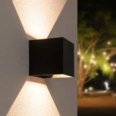 Produktbild von hoftronic LED-Wandleuchte Cube 7W 720lm 3000K IP65 Schwarz Up & Downlight