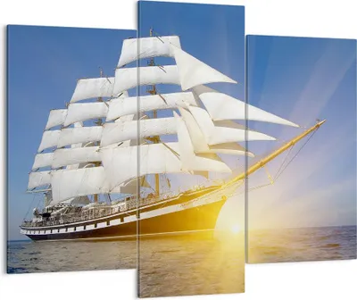 Produktbild von Bild auf Leinwand - Leinwandbild - Yacht Meer Welle - 130x100cm - Wand Bild - Wanddeko - Leinwanddruck - Bilder - Kunstdruck - Wanddekoration - Leinwand bilder - Wandkunst - CB130x100-4039