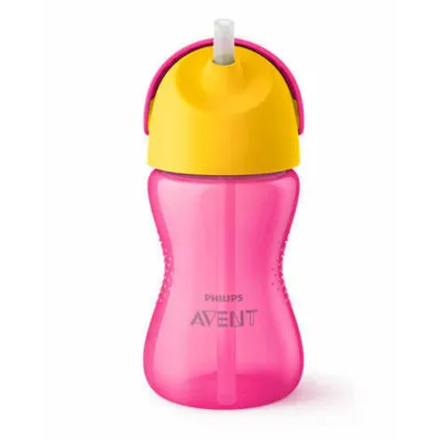 Zdjęcie produktu dla Philips AVENT Kubek z giętką słomką — 300 ml, 12 m+, 1 sztuka w opakowaniu, Butelka do picia, 1 mies., Różowy, Żółty, Indonezja, 300 ml, 1 szt.
