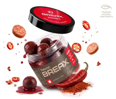 Imagen del producto de DELPHIN BreaX HotHELL, Dip-Boilies, Robin Red-Chili-Fr. Wurst, 200 ml, 1 unidad, 101007162