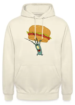 Produktbild von Spreadshirt Spongebob Schwammkopf Plankton Mit Hamburger Uni Hoodie, L, Vanille-Milchshake