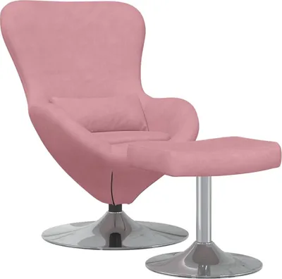 Image de vidaXL Tabouret œuf avec repose-pieds en velours rose