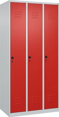 Produktbild von CP Spind Classic Plus lichtgrau, verkehrsrot 080000-30 S10002, 3 Schließfächer 90,0 x 50,0 x 185,0 cm