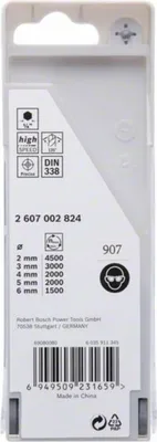 Immagine prodotto di Set di punte esagonali HSS PointTeQ Bosch, 5 pezzi, 2-6 mm 2607002824