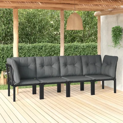 Produktbild von The Living Store 4-tlg. Garten-Lounge-Set Schwarz und Grau Poly Rattan