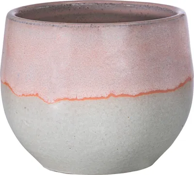 Produktbild von Dehner Übertopf Miu, handgefertigter Indoor Blumentopf, Ø außen 15 cm / innen 12.4 cm, Höhe 13 cm, glasierte Keramik, rosa