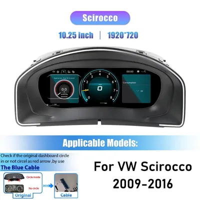 Obrázok produktu pre Bezdrôtové CarPlay, digitálny prístrojový panel, kompatibilné s VW Scirocco 2009–2016, 10,25-palcový displej, pre VW Scirocco 2009–2016