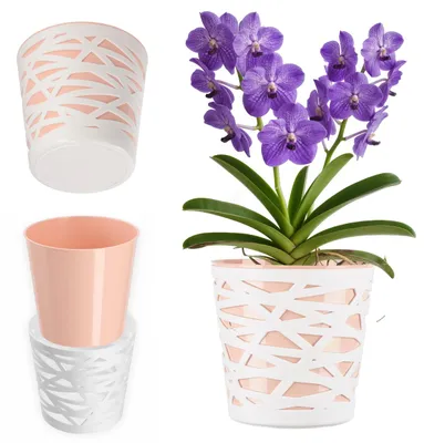 Produktbild von KADAX Blumentopf "Rusio", runder Übertopf, Pflanztopf aus Kunststoff, Blumenübertopf, 17 cm, Pfirsichfarben