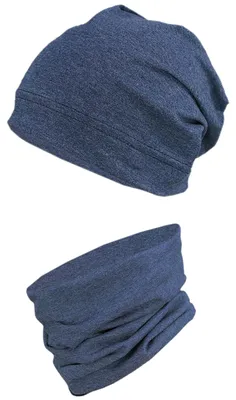 Zdjęcie produktu dla Zestaw 2 sztuk: czapka typu beanie i szalik typu tube dla chłopców marki TupTam, kolor: ciemnoniebieski melanżowy, rozmiar czapki: 52