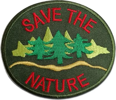 Produktbild von Save The Nature Natur Klima - Aufnäher, Bügelbild, Aufbügler, Applikationen, Patches, Flicken, Zum Aufbügeln, Größe: 8 x 6,8 cm
