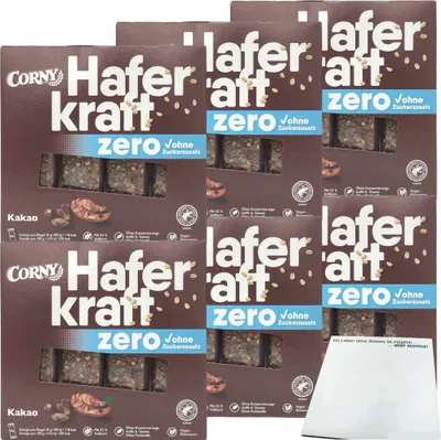 Produktbild von Corny Haferkraft Zero Kakao Hafer-Kakao-Riegel 6er Pack (24x35g Riegel) + usy Block