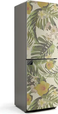Produktbild von Tropisches Pflanzenmuster – Magnetische Kühlschrank Abdeckung – Dekorfolie magnetisch Küche – Kühlschrank Magnet Deko – selbstklebende Magnettafel – Magnetfolie für Kühlschranktür – 60x190 cm