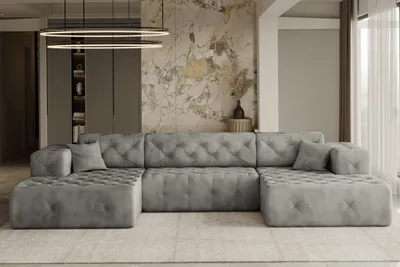 Produktbild von Kaiser Möbel Freistehendes Ecksofa LUX, stark gesteppte U-Form, weicher,Stoff Whisper Silber