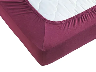 Produktbild von Jersey Spannbettlaken 90x200 - 100x200 cm Bordeaux  - 100% Baumwolle