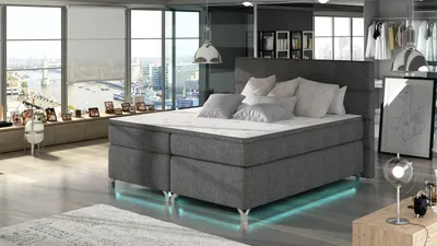 Produktbild von Doppelbett mit Beleuchtung 180x200 ESTORIA - Dunkelgrau