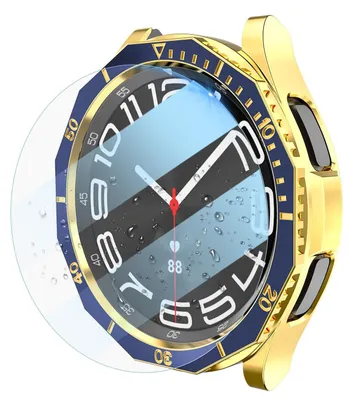 Produktbild von Für Samsung Galaxy Watch 6 Classic 43mm Set aus Hülle + Hart Glas + Lünettenring