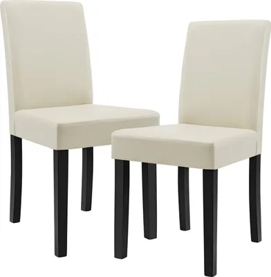 Image de Chaise de salle à manger 'Hamburg' (lot de 2) Chaise rembourrée similicuir pieds en bois crème