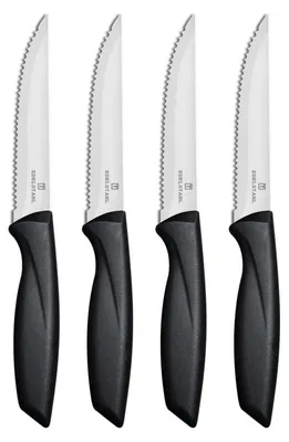 Immagine prodotto di Set di coltelli per bistecca, 4 pezzi, acciaio inossidabile, lama seghettata, lavabili in lavastoviglie, colore argento