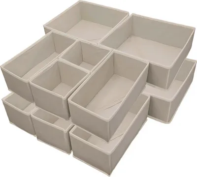 Produktbild von Geräumiges Set von 12 faltbaren Schubladen-Organizern für Kleidung und Unterwäsche, geeignet für jedes Schlafzimmer