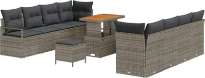 Image de vidaXL Ensemble de canapé de jardin avec coussins avec mémoire Gris 90 x 55 x 71 cm