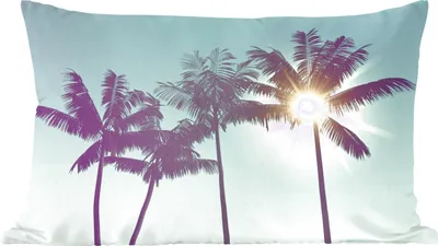 Produktbild von MuchoWow® Zierkissen Sofakissen Wohnzimmer Dekokissen 60x40 cm Palmen - Sommer - Sonne - Kopfkissen - Polster mit Foto