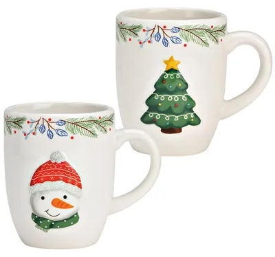 Image de Tasses de Noël en céramique, set de 2 tasses colorées 8 cm, 300 ml