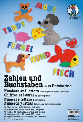 Image de Carton photo chiffres / lettres en 10 couleurs