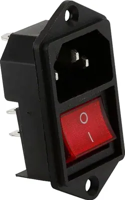 Produktbild von Kaltgeräte Buchse C-14 10A/250V, mit austauschbarem Schalter 6A/250V, Rot
