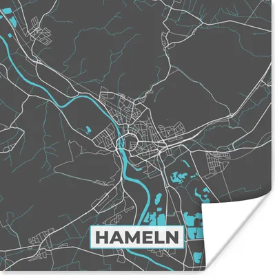 Produktbild von MuchoWow® Poster Stadtplan - Deutschland - Blau - Hameln - Karte 75x75 cm - Wand Dekoration