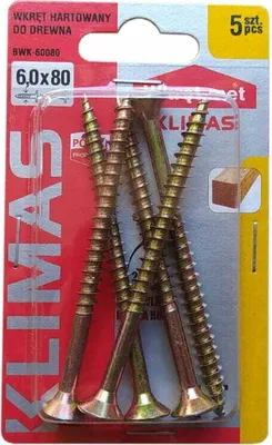 Obrázek produktu pro Tvrzené vruty do dřeva 6x80mm 5ks PZ3 zlaté