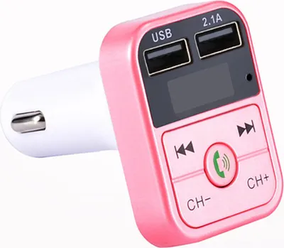 Obrázok produktu pre Bluetooth-kompatibilný 5.0 Fm Car Transmitter Wireless Audio prijímač Hands-free Calling 2.1a Mp3 Player Dual Usb Rýchla nabíjačka ružová