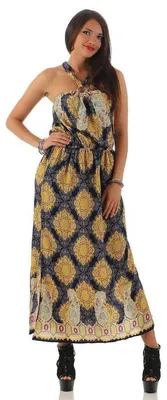 Produktbild von Damen Sommerkleid mit Barockmuster; Gelb S/M