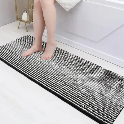 Produktbild von Absorbierende Antirutschmatte, Mikrofaser Badematte, Badezimmer Teppich, Waschbeckenmatte, Haustiermatte, 50x120cm, SchwarzWeiß