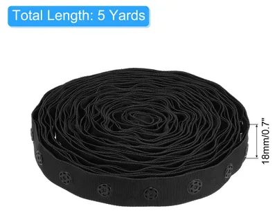 Image de 5 Yard Ruban š€ Boutons-Pression pour la Couture, Bande de Boucles de Fixation de Garniture de Bouton-Pression en Coton pour l'Artisanat de Bricolage de Tissu de Všºtements, Noir