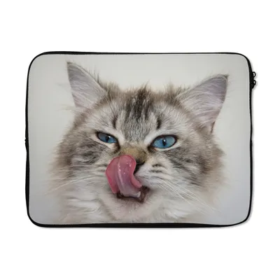 Produktbild von MuchoWow® Laptop Hülle 15 Zoll Katze - Tier - Nase - Zunge Laptoptasche - Laptoptasche - Sleeve - Rundum-Schutz