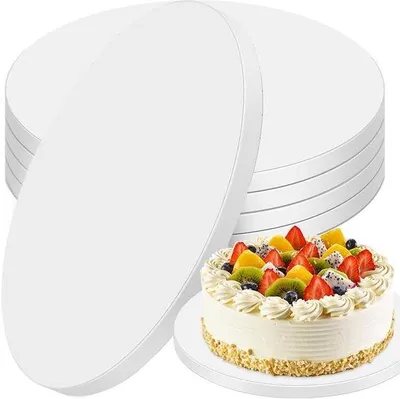 Produktbild von Runde Tortenunterlage - 5 Stück Ø25 cm - Tortenboden - Kartonene Tortenunterlage - Tortenuntersteller - Tortenkarton - Tortenbord - Gebäckbord - Runde Tortenunterlage - Weisse Tortenunterlage - Dessertbord - Für Display mehrschichtige Torten
