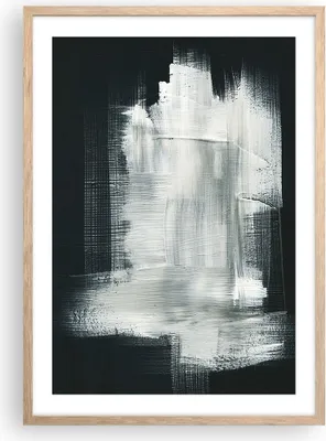 Produktbild von Gerahmtes Poster - Rahmen in heller Eiche - Abstraktion Schwarz Weiß - 50x70 cm - Wand Bild - Wanddeko - Wandbilder - Wandposter - Bilderrahmen - Bilder - Kunstdruck - Wandbild - P2NPA50x70-4173