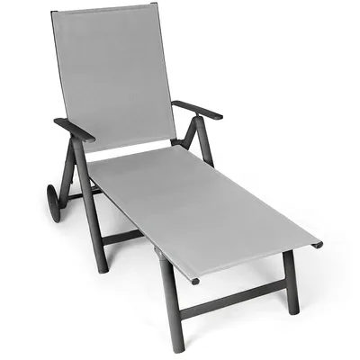 Zdjęcie produktu dla Leżak ogrodowy VG-3339, leżak, aluminiowy leżak ogrodowy, szary, 139 x 74 x 107 cm