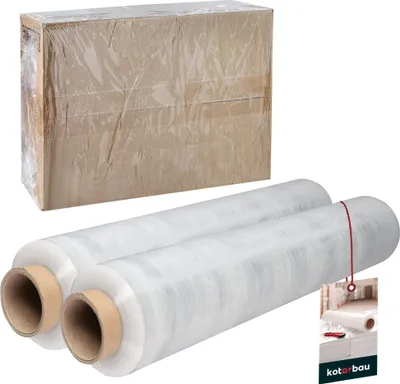Produktbild von KOTARBAU® 2 Rollen Wickelfolie Stretchfolie 2,6 kg | L 350 m B 50 cm | Transparent Strechfolienrolle Stretchfolie transparent Folie Verpackungsfolie transparent Umzugsfolie für Möbel Packfolien Stretc