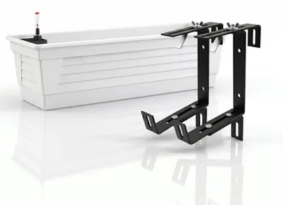 Produktbild von Plastard Blumenkasten 80 cm selbstwässernd mit Hydroeinsatz, Wasserstandsanzeige und stabiler Metallhalterung in Weiß