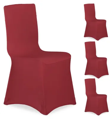 Immagine prodotto di Copri sedie Relaxdays, set da 4, fodera elasticizzata universale, decorazione per sedie da banchetto, matrimoni e cerimonie, rosso scuro