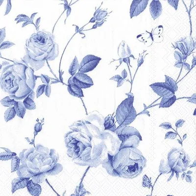 Produktbild von Servietten 33x33 cm - RAMBLING ROSE white blue
