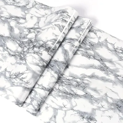 Produktbild von Marmor-Kontaktfolie für Arbeitsplatten 400 x 40 cm, wasserfest, selbstklebend, abnehmbar, auch für Küchenschränke geeignet, dekorative, selbstklebende Regaleinlage