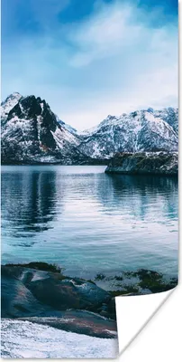 Produktbild von MuchoWow® Poster Wasser - Berge - Natur 60x120 cm - Wandschmuck