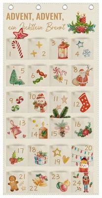 Stoff-Adventskalender zum Befüllen, 24 Fächer, 120x60 cm